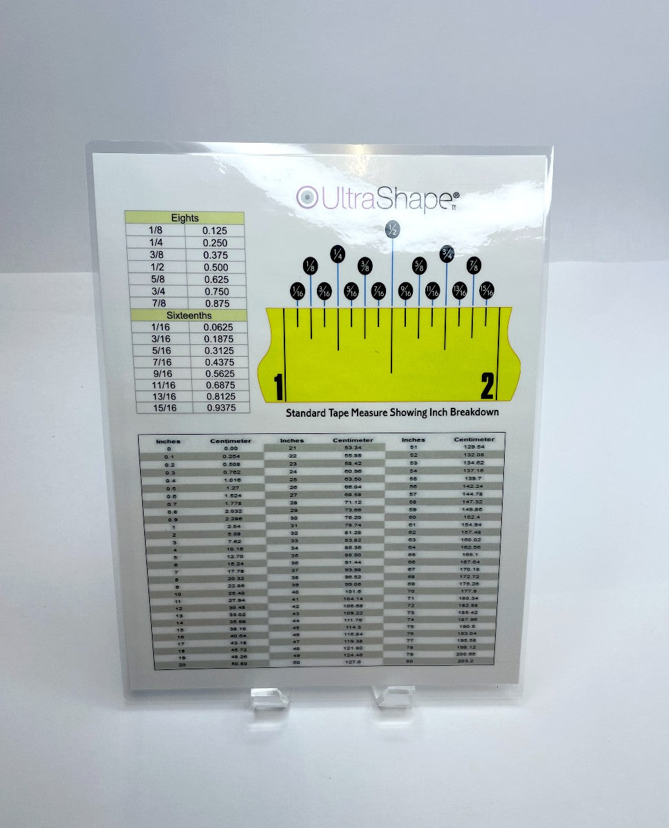 UltraShape conversion table inches to centimeters Sheet