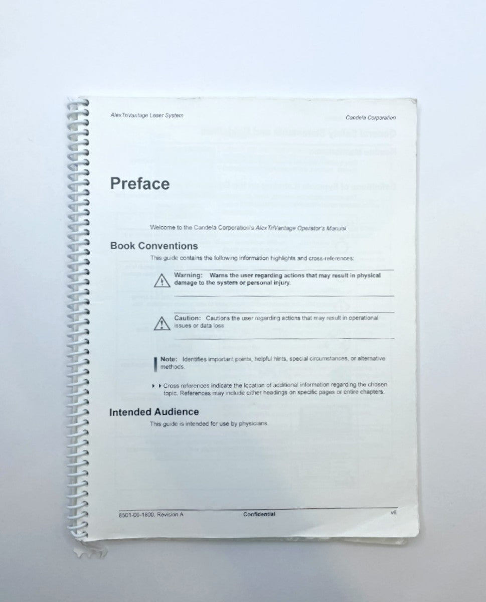CANDELA Alex TriVantage Operator´s Manual PN 8501-00-1800 Revision A