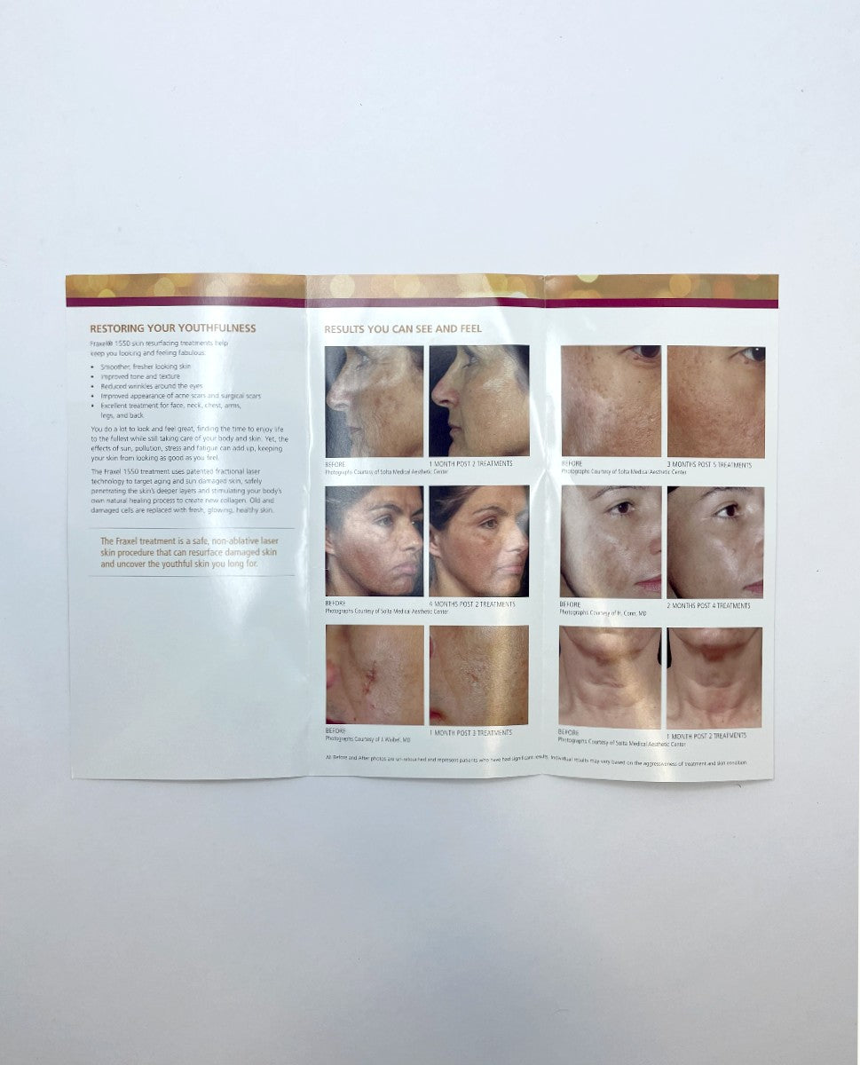 Fraxel Radiant Skin Can Be Yours 1550 Skin Resurfacing Brochure - 9 pack