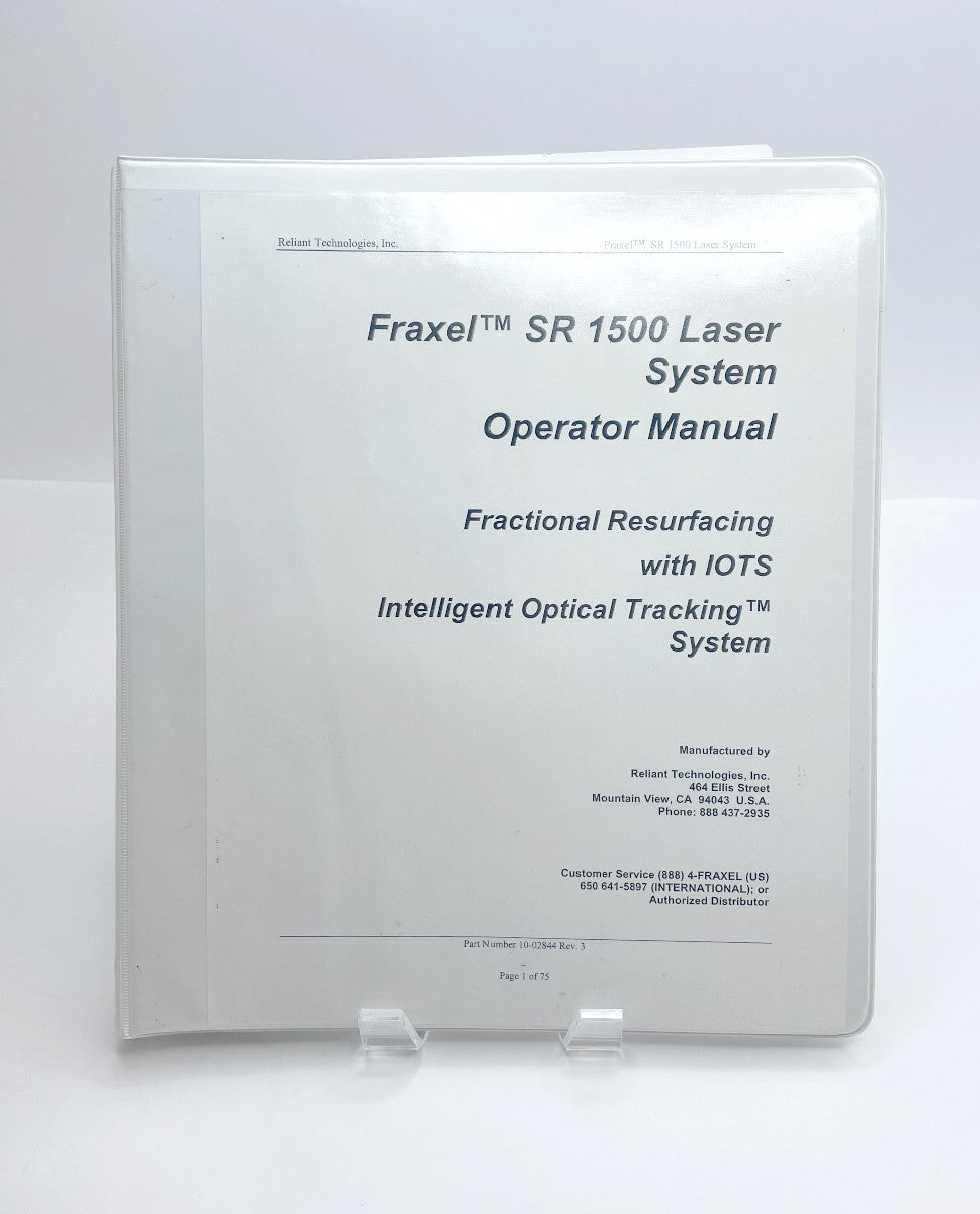Fraxel Restore SR 1500 Re Store Laser Operator Manual
