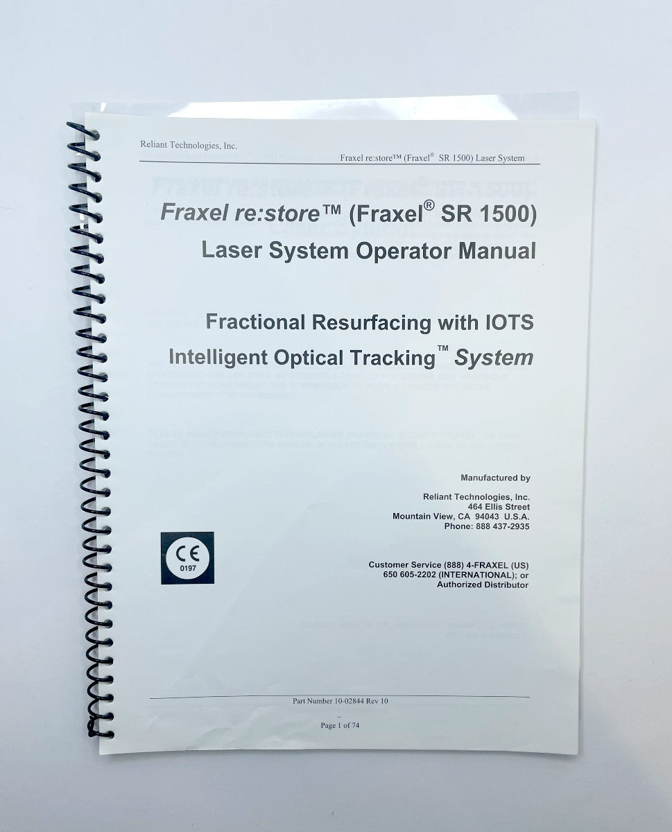 RELIANT Fraxel re:store SR 1500 Laser System Operator Manual 10-02844 Rev 10
