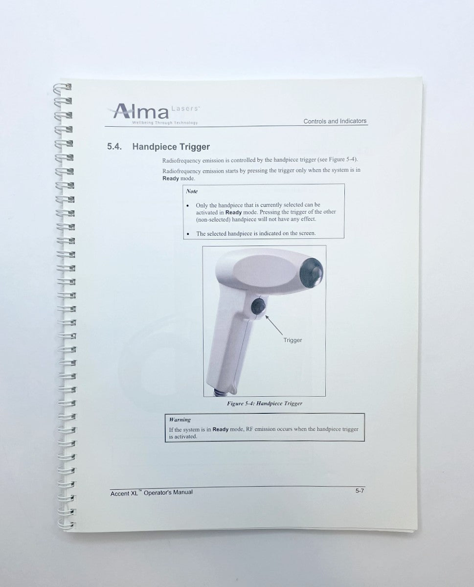 Alma Lasers ACCENT XL RADIOFREQUENCY SYSTEM Operator’s Manual OMAP11060601 Rev 1