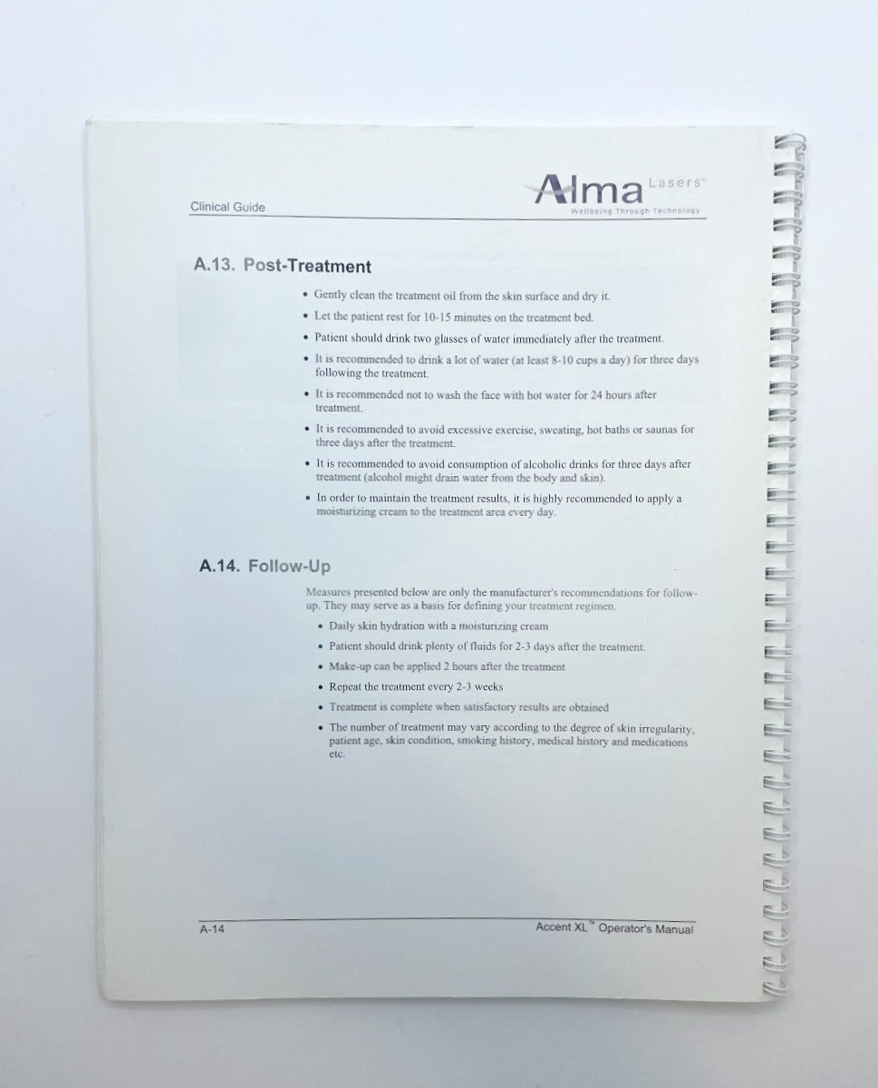 Alma Lasers ACCENT XL RADIOFREQUENCY SYSTEM Operator’s Manual OMAP11060601 Rev 1