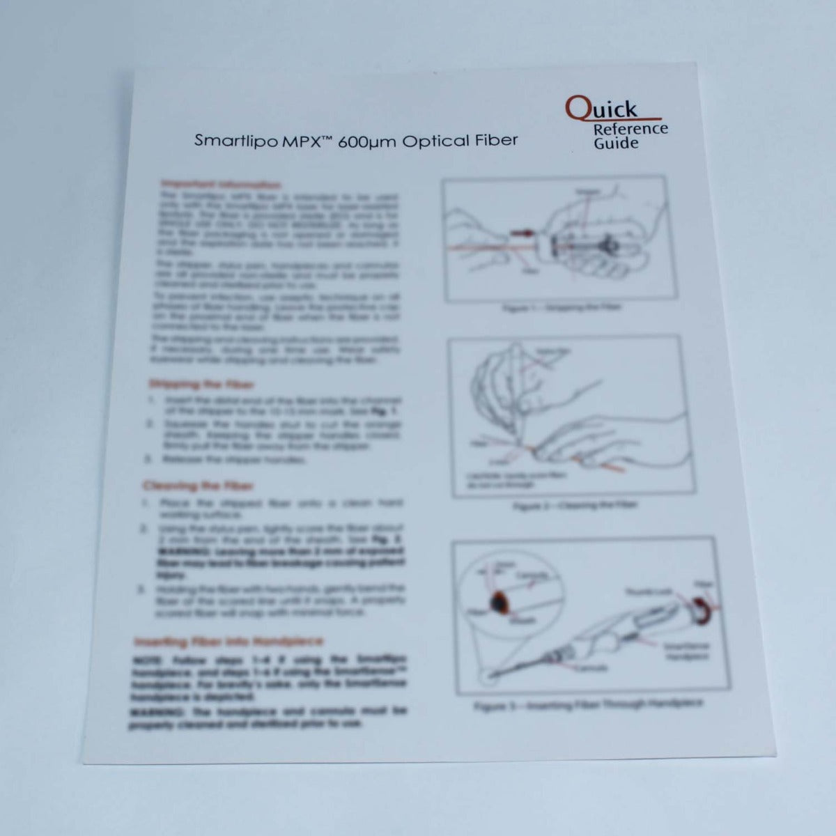 2008 Cynosure SmartLipo MPX Laser 600um Optical Fiber Quick Reference Guide