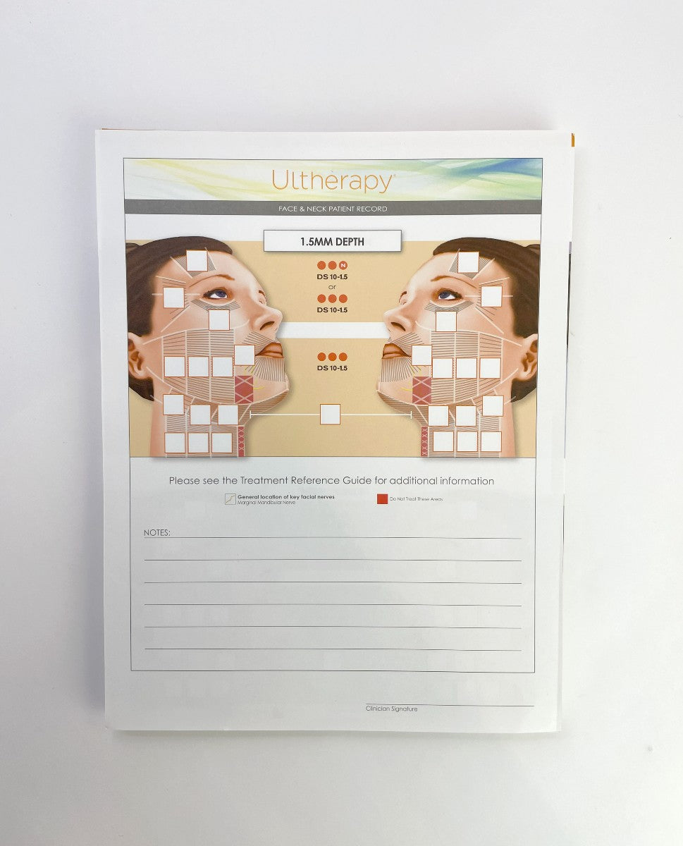 Ulthera Ultherapy Face & Neck Patient Record 1002832A (23 sheets)