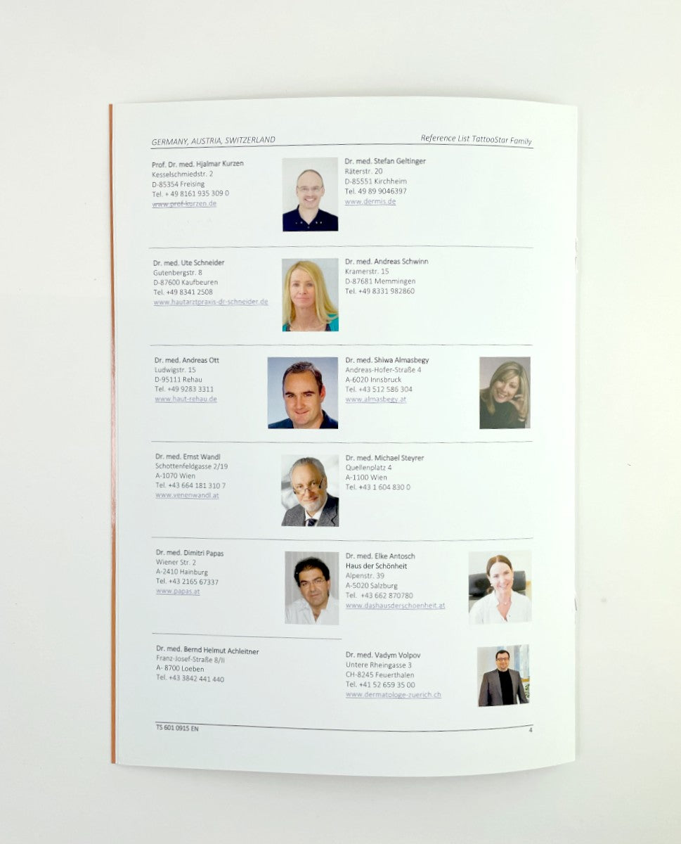 Asclepion Laser Technologies TattooStar Family Reference List Book