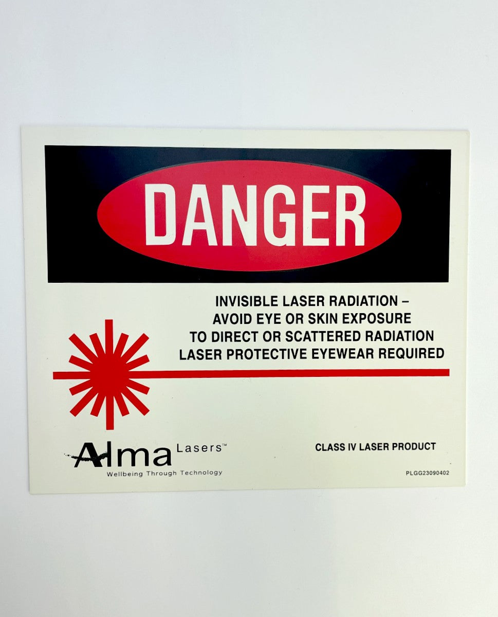 Alma Lasers Treatment Room Danger Eye Protection Warning Sign 7.5x9"
