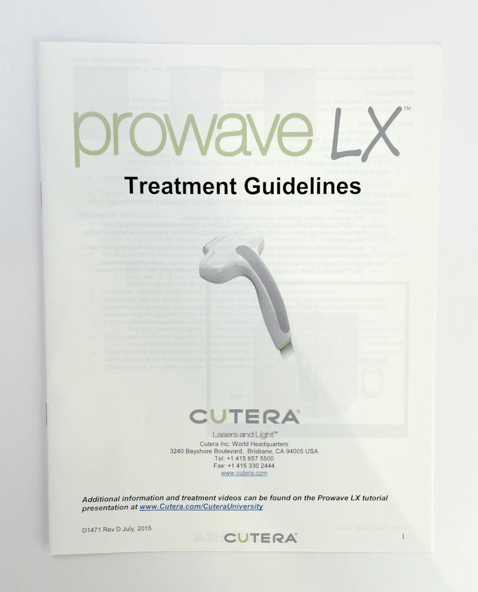 Cutera Prowave LX Treatment Guidelines D1471 Rev D