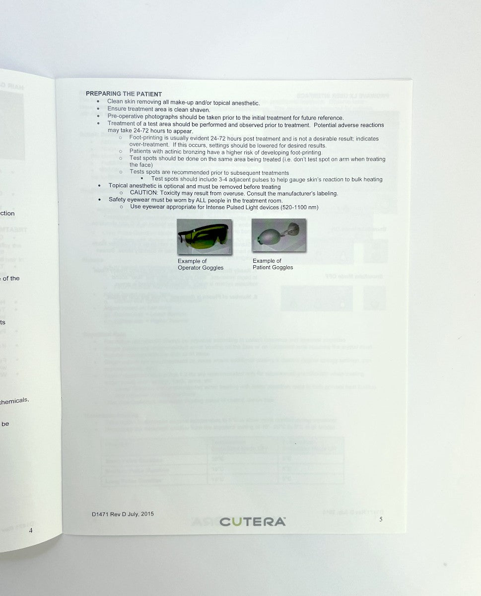 Cutera Prowave LX Treatment Guidelines D1471 Rev D