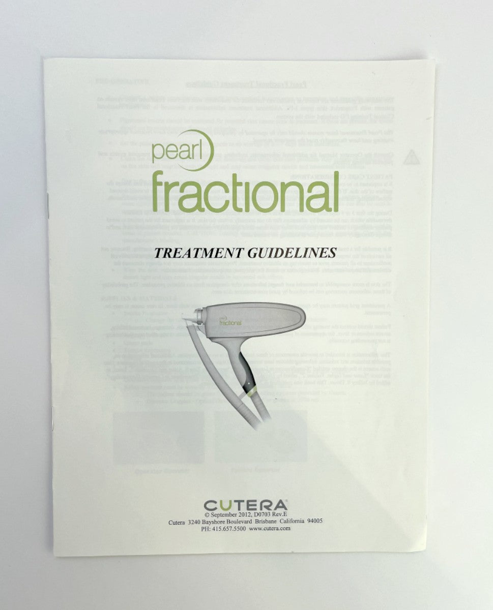 CUTERA, PEARL FRACTIONAL, TREATMENT GUIDELINES BOOK, D0703 Rev, E. 2012