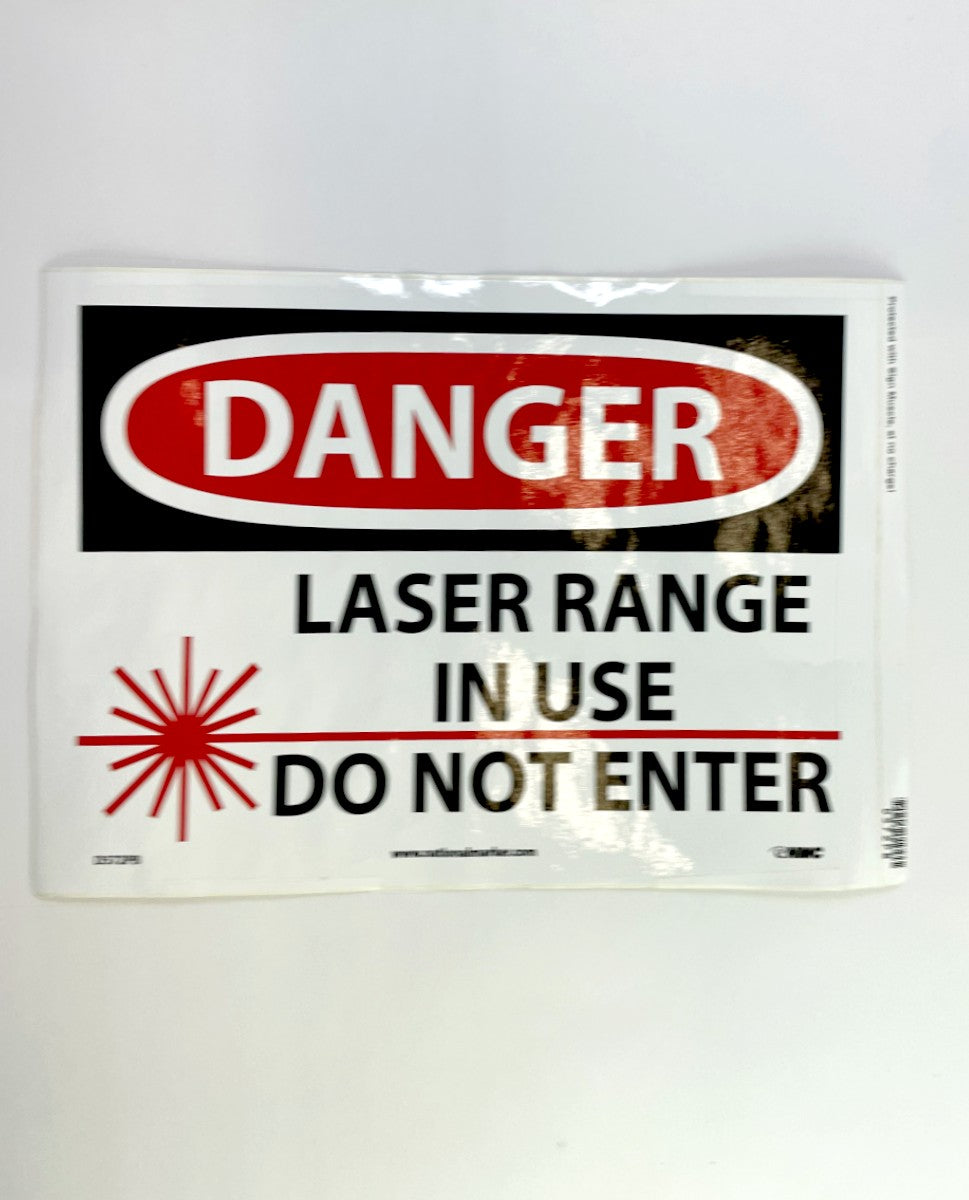NMC, Danger plastic sign “LASER RANGE IN USE, DO NOT ENTER” D572PB