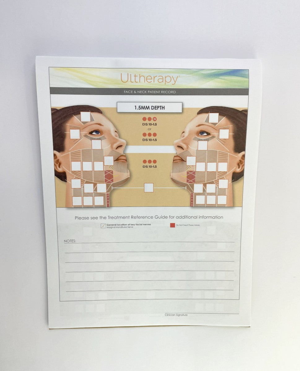 Ulthera Ultherapy Face & Neck Patient Record 1002832A 12 sheets