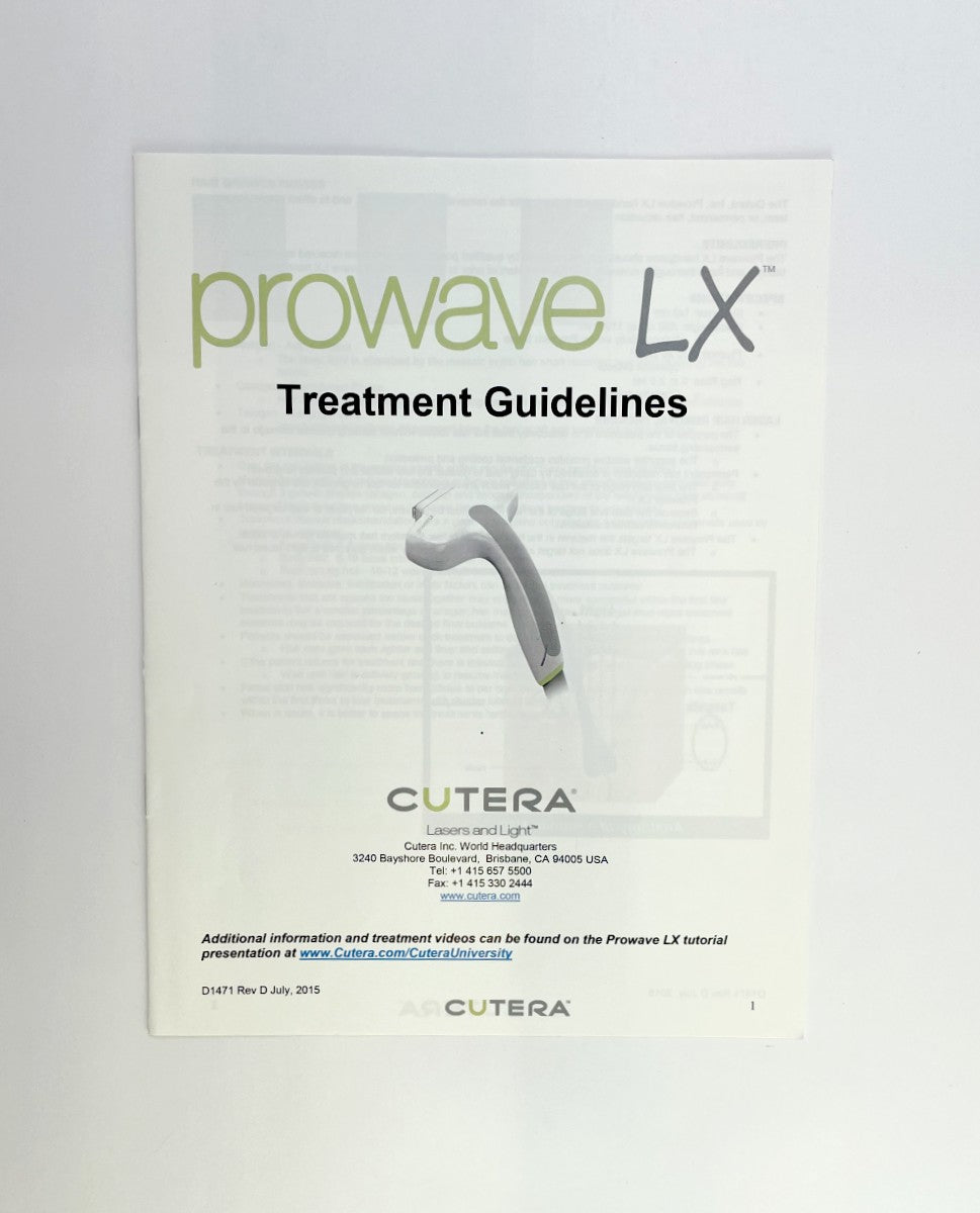 CUTERA PROWAVE LX TREATMENT GUIDELINES D1471 Rev D July 2015