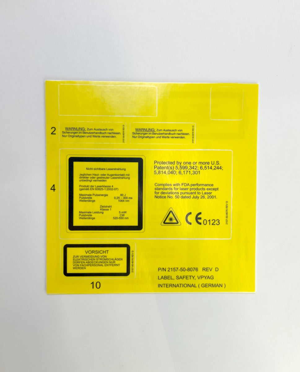 Candela Laser Warning Signs Multiple Languages