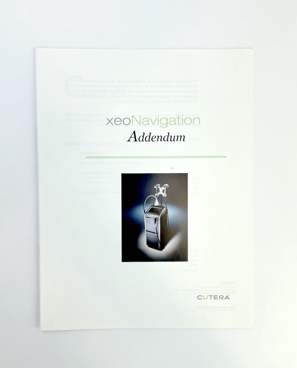 Cutera Manual Xeo Navigation Addedum D0493 Rev A 12/06