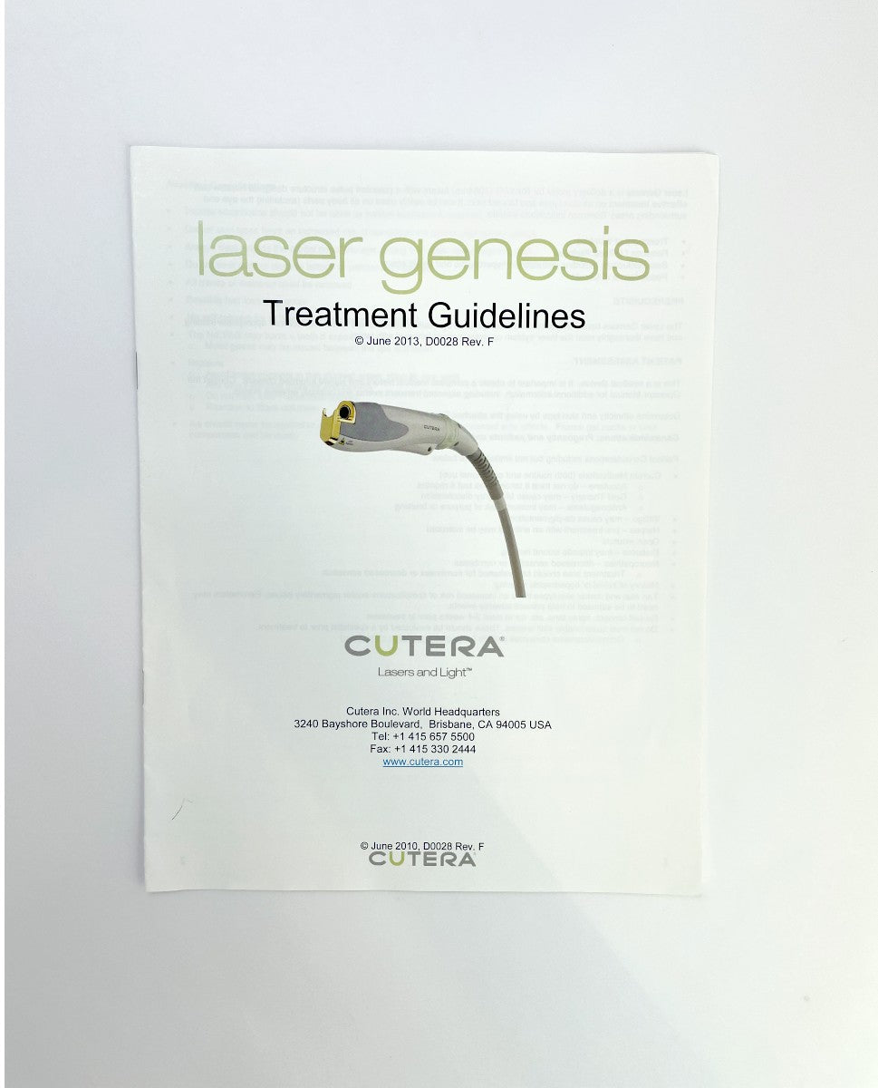 Cutera Laser Genesis Treatment Guidelines Parameter D0028 June 2013 Rev. F
