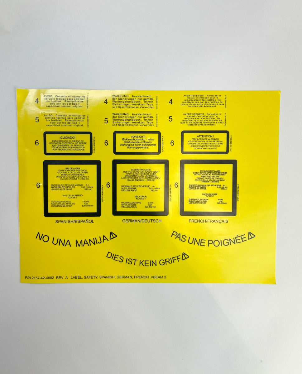 Candela Kit Cd Manual Treatment and Stikers Waring Label Door Safety Yellow