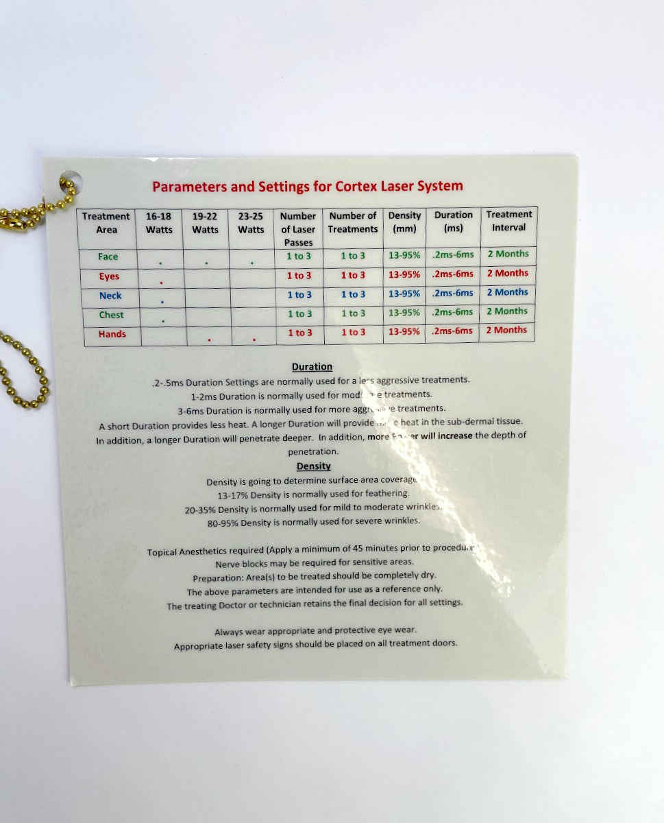 Ellman Cortex Parameters and Settings Laser System