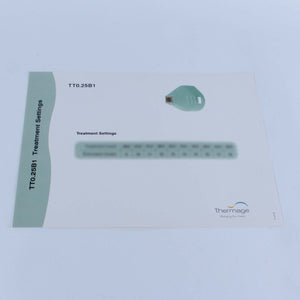 Thermage TT0.25B1 Tip Treatment Settings Parameter Table Quick Reference Guide