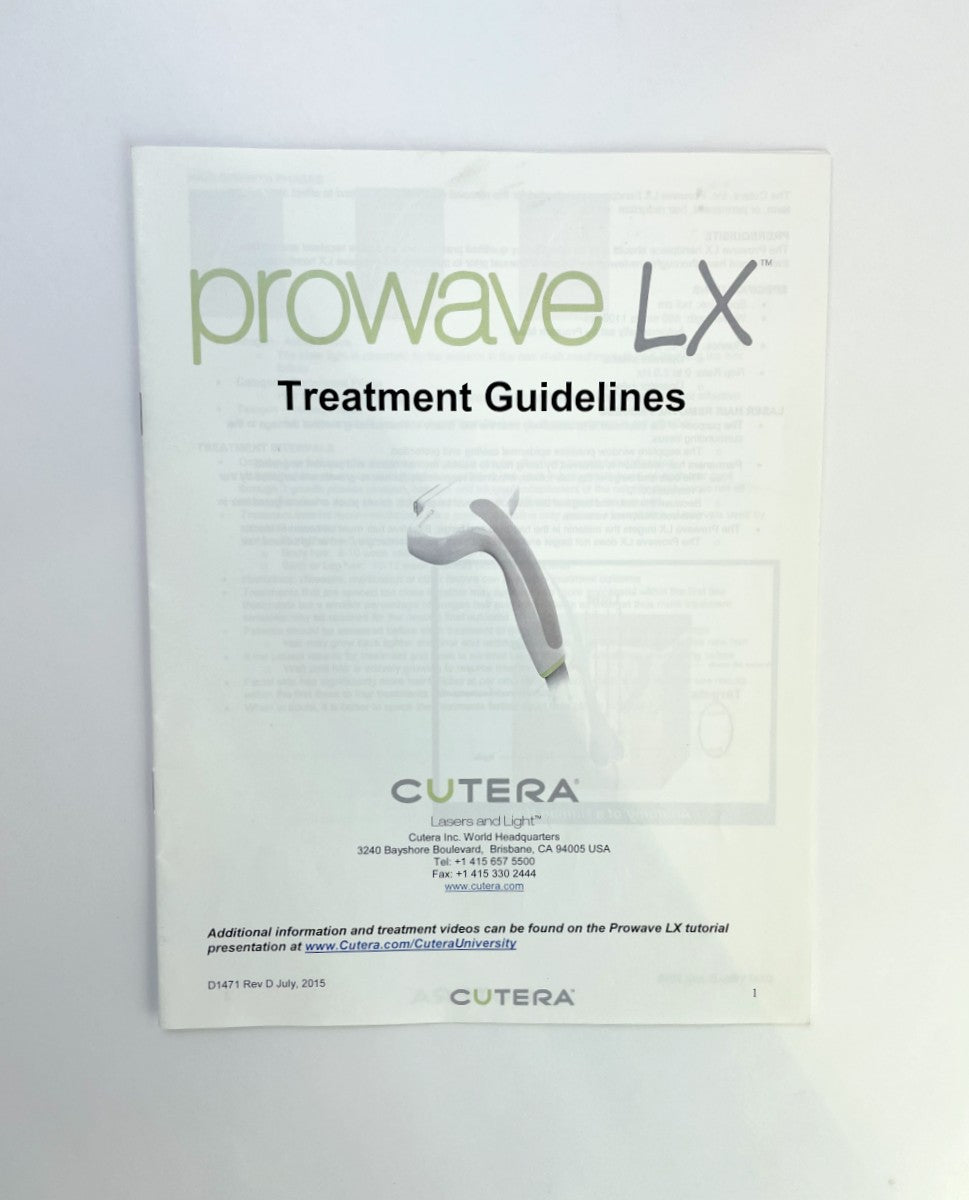 Cutera Prowave LX Wave Treatment Guidelines D1471 Rev. D