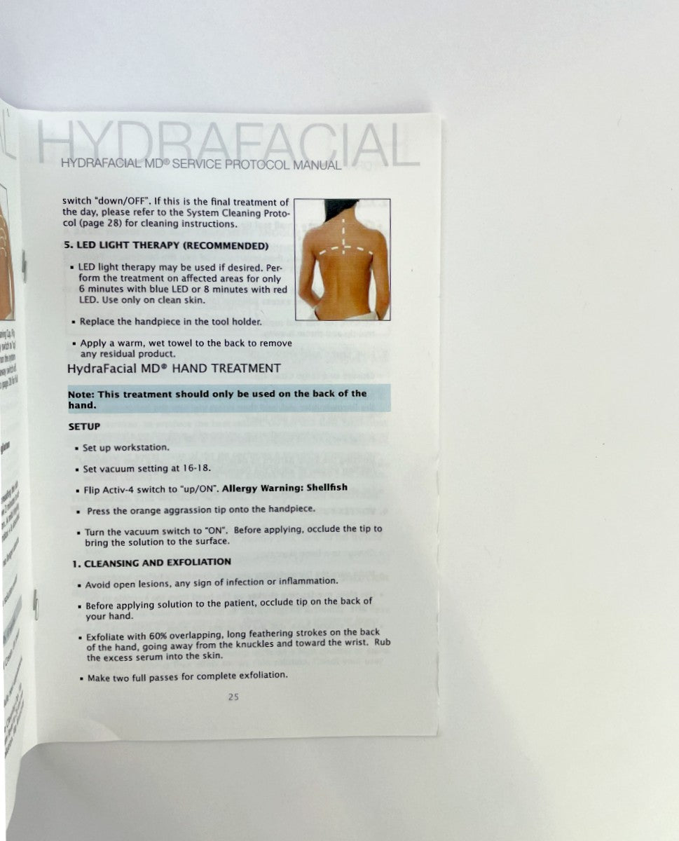 EDGE HydraFacial MD SKIN HEALTH FOR LIFE, SERVICE PROTOCOL MANUAL P/N: 19311-H REV.6/2/2014