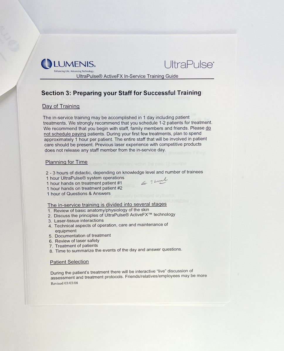 LUMENIS UltraPulse ActiveFX In-service Training Guide Revised 03/03/08