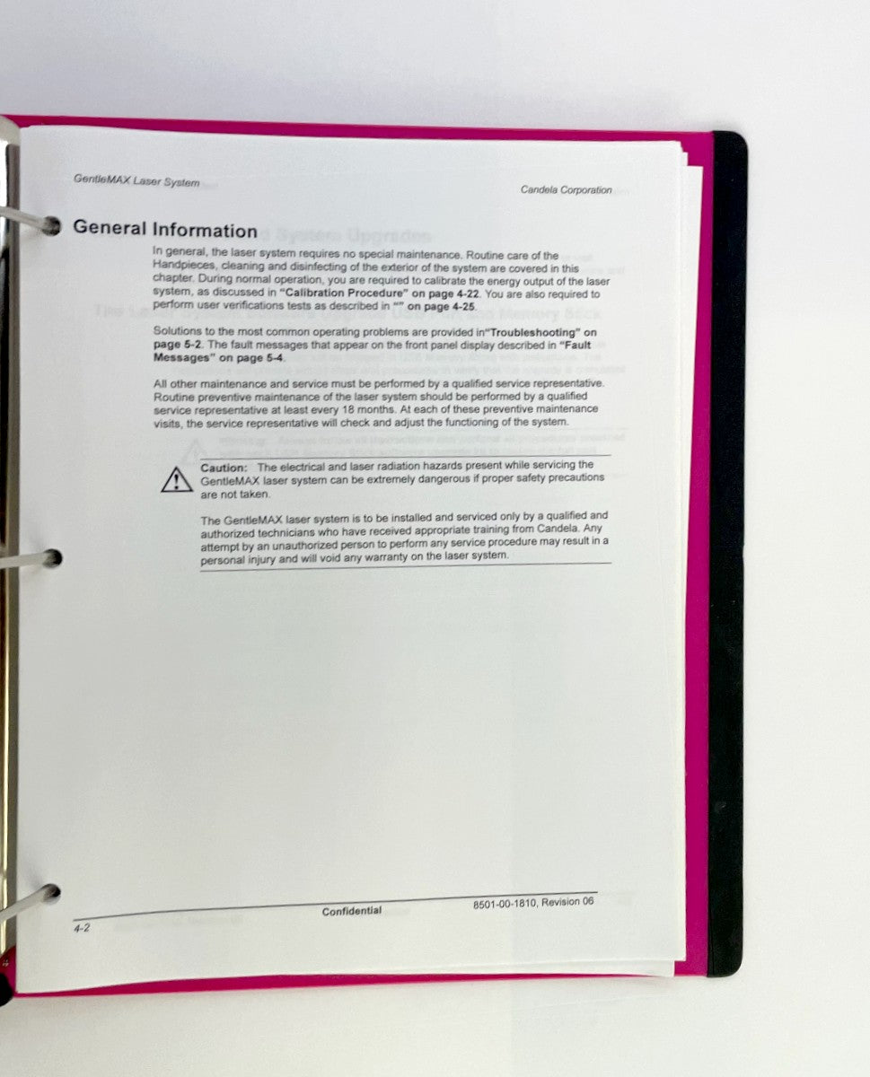 CANDELA GentleMAX Operator´s Manual P/N 8501-00-1810 Revision 06, June 2007