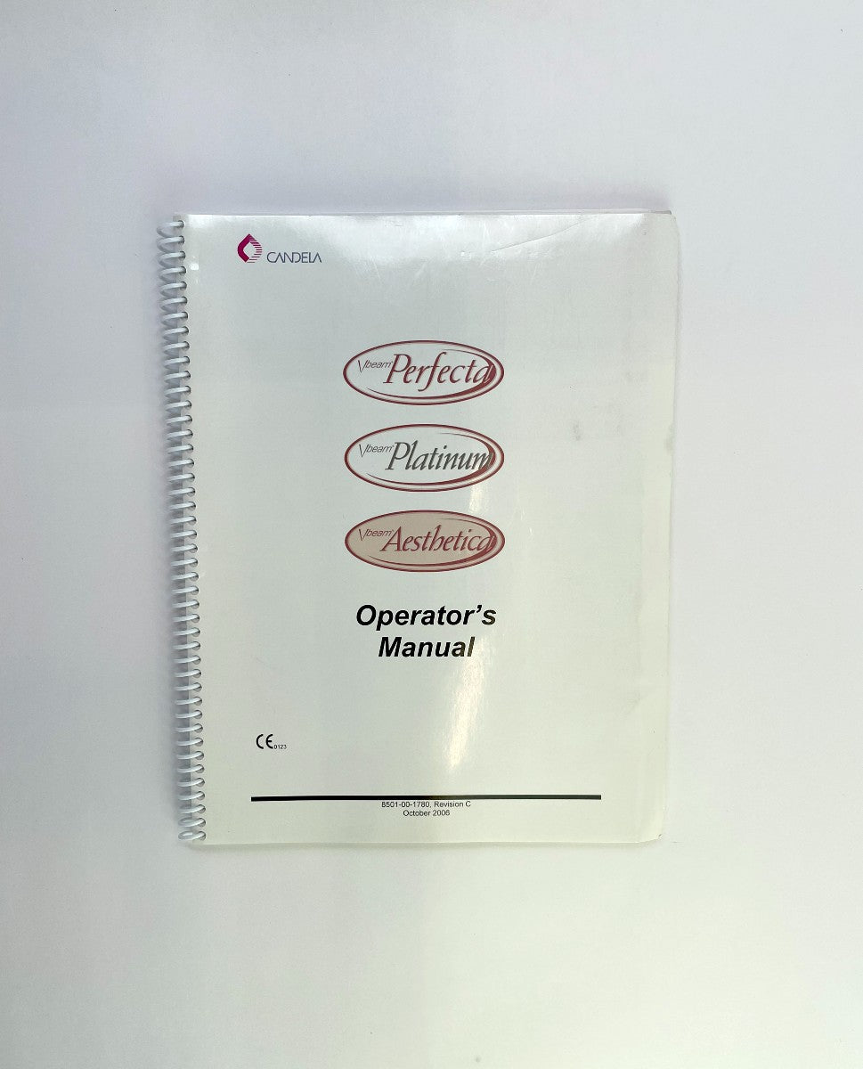CANDELA Vbeam Perfecta, Platinum & Aesthetica Operator’s Manual Book and CD