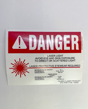 Coherent DANGER Laser Light SIGN Class IV 4 520-550 595 nm Eyewear