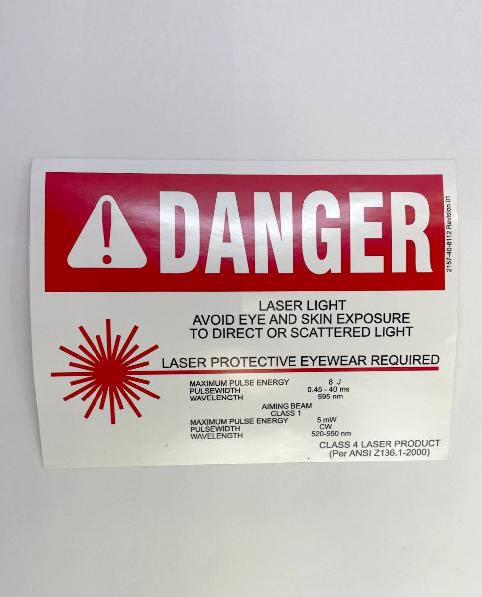 Coherent DANGER Laser Light SIGN Class IV 4 520-550 595 nm Eyewear