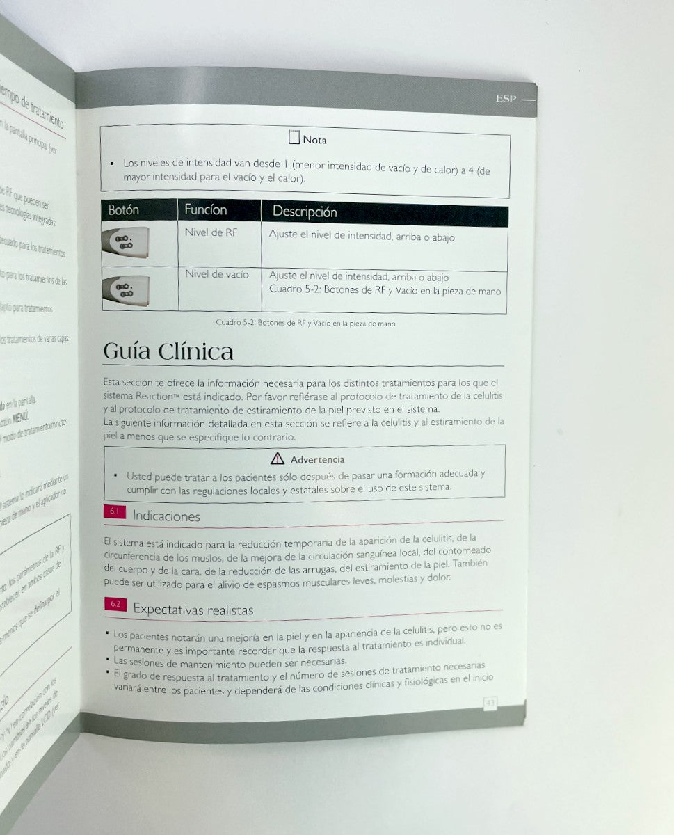 VIORA REACTION User Manual, Manual del Usuario The new generation in body contouring & skin tightening MK-008EN E 1