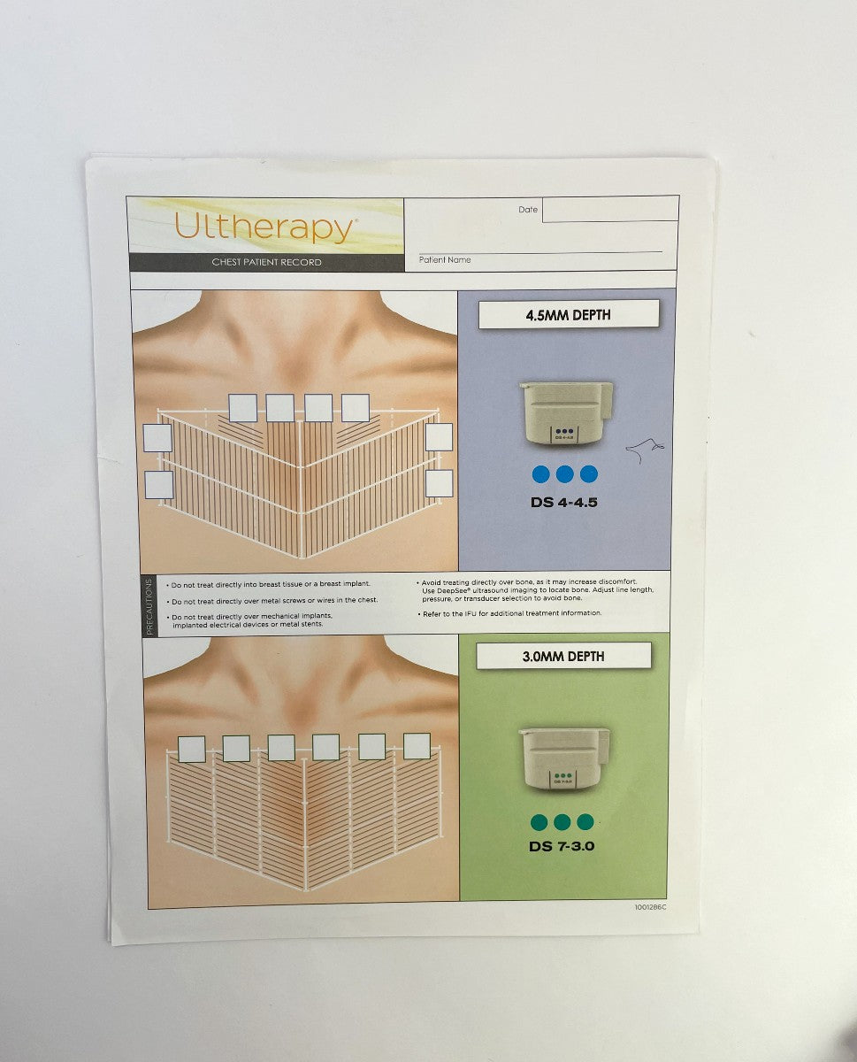 ULTHERA Ultherapy Chest Patient Record Forms 25 Sheet Pad 1001286C