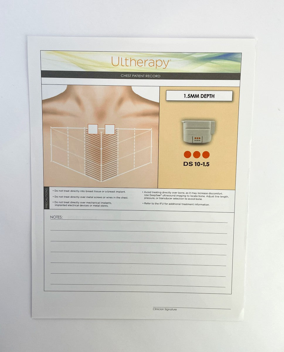 ULTHERA Ultherapy Chest Patient Record Forms 25 Sheet Pad 1001286C