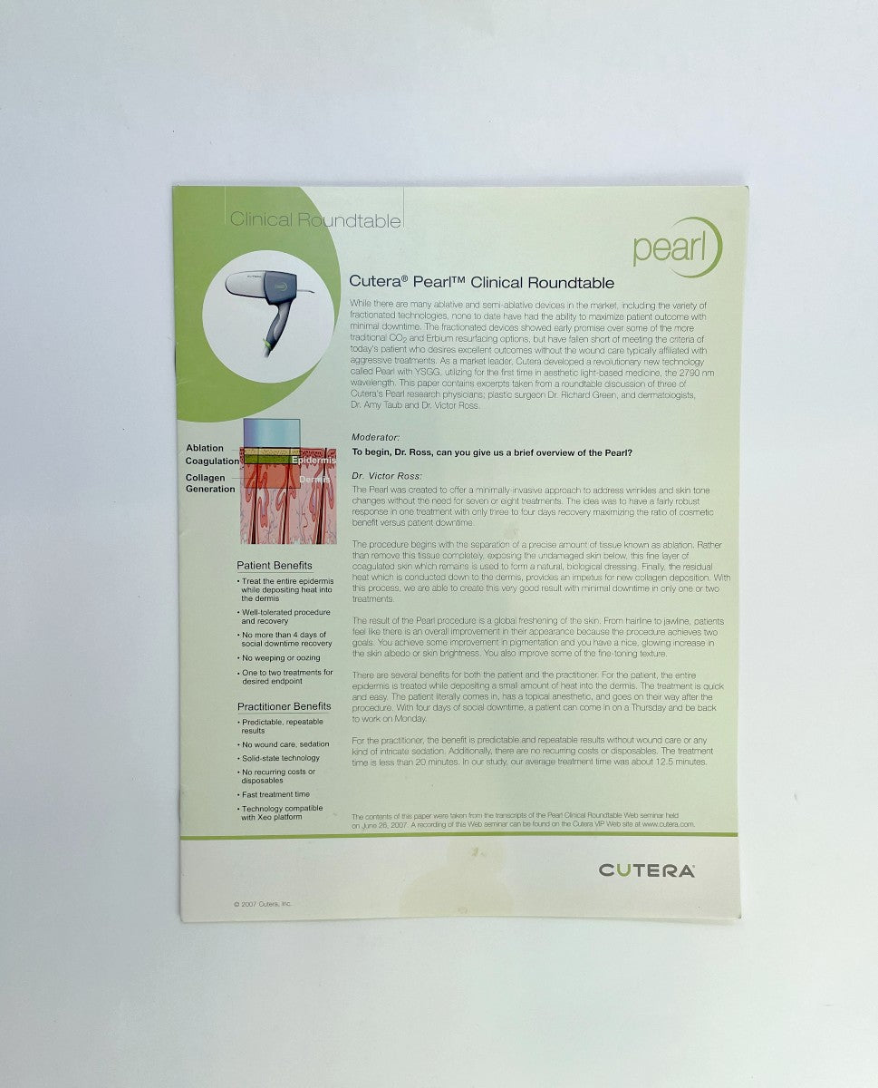 CUTERA, PEARL TM, CLINICAL ROUNDTABLE BROCHURE 2007
