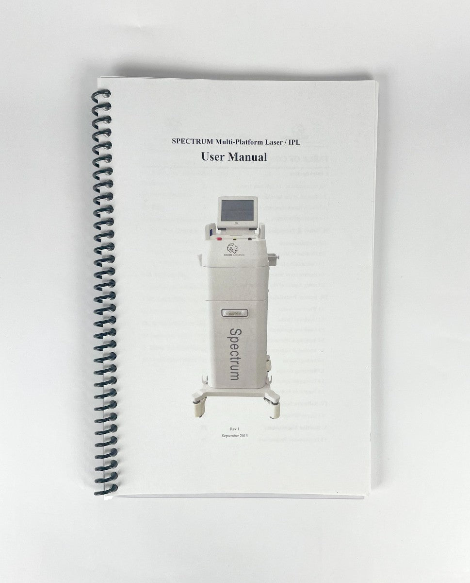 ROHRER AESTHETICS, SPECTRUM Multi-Platform Laser / IPL, User Manual, Rev 1 September 2015