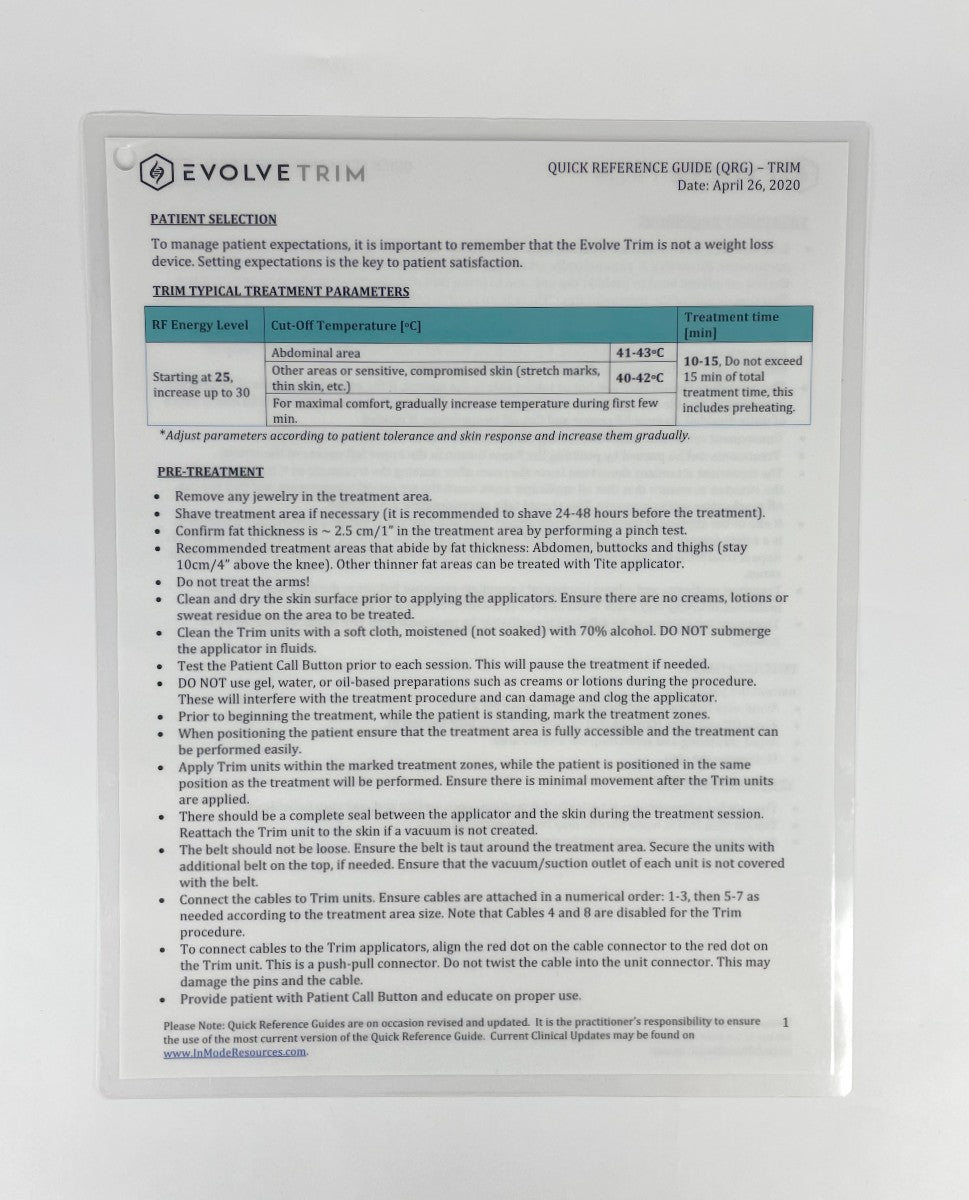 EVOLVETITE BASIC PARAMETERS CONSIDERATIONS GUIDE QRG AND USB