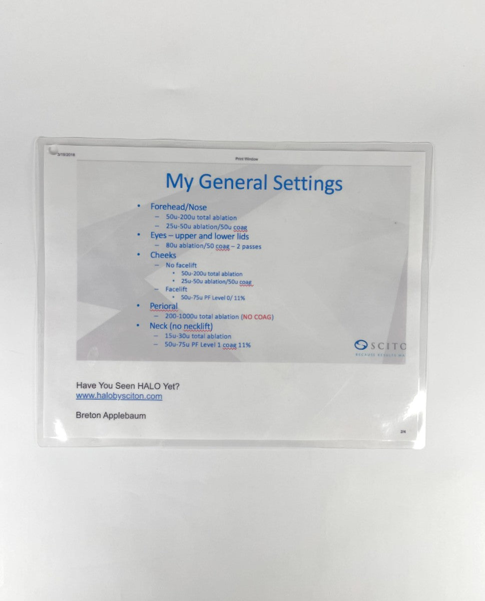 Sciton Parameters Sciton User Summit 11-2017 General Settings