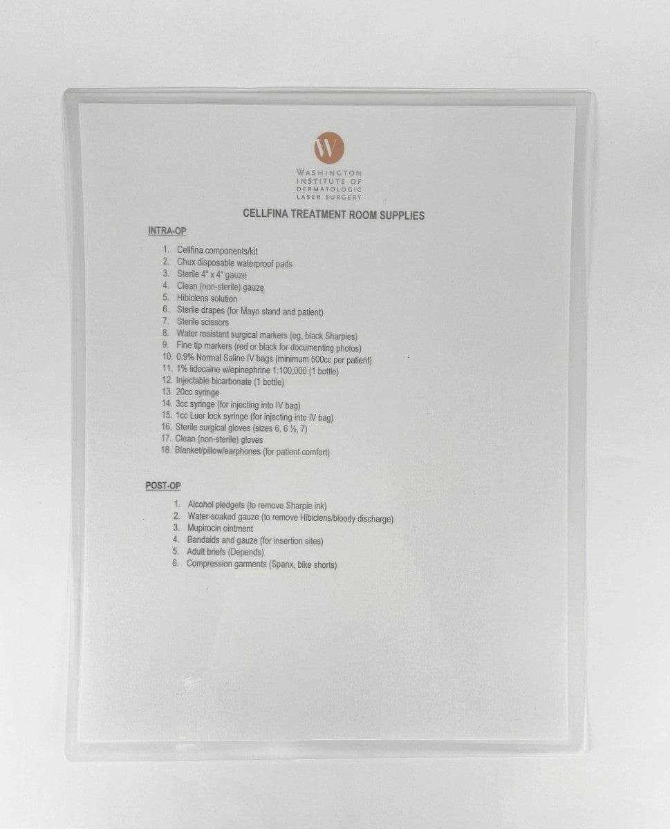 Ulthera Cellfina Treatment Room Supplies INTRA-OP/POST-OP