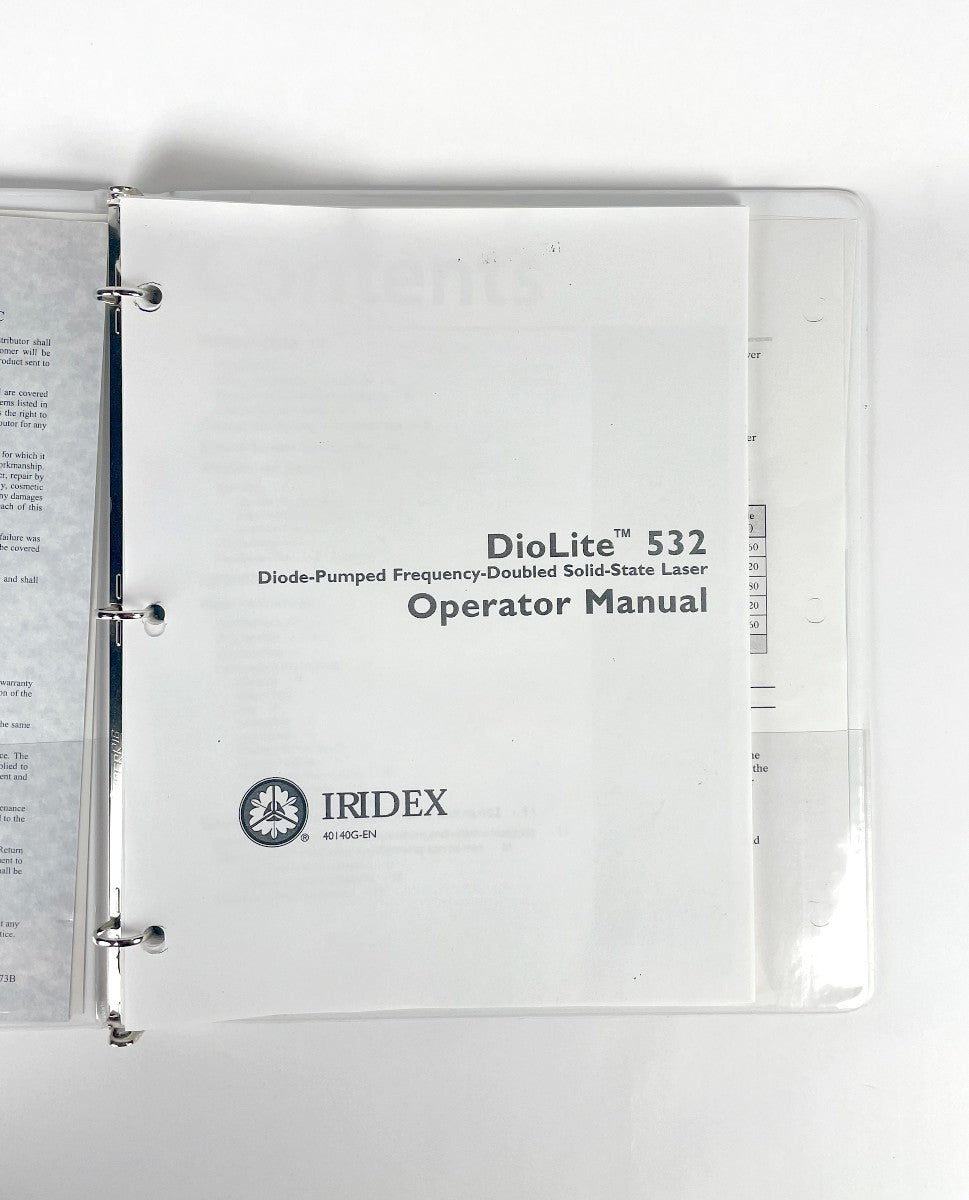 Iridex Operator Manual Diode-Pumped Frequency-Doubled Solid-State Laser