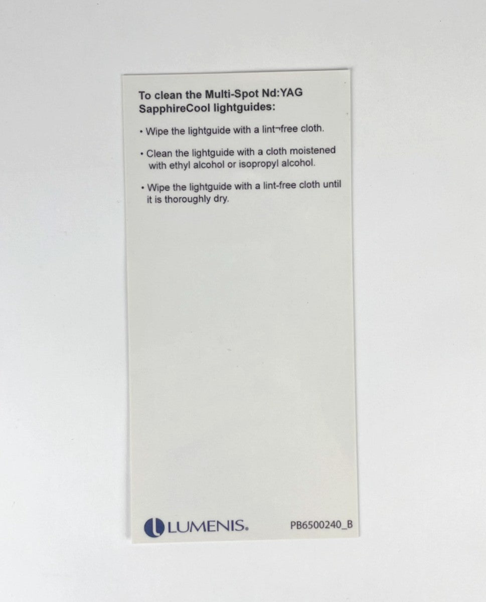 Lumenis Maintenance of Multi-Spot Nd: YAG SapphireCool Lightguides PB6500240_B