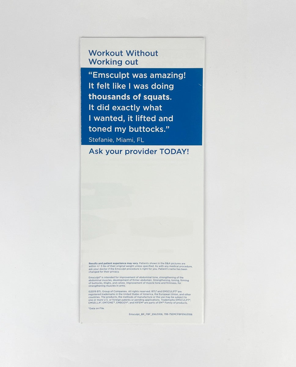 BTL EMSCULPT BRING YOUR BOOTY BACK Treatment Brochure 26 pcs