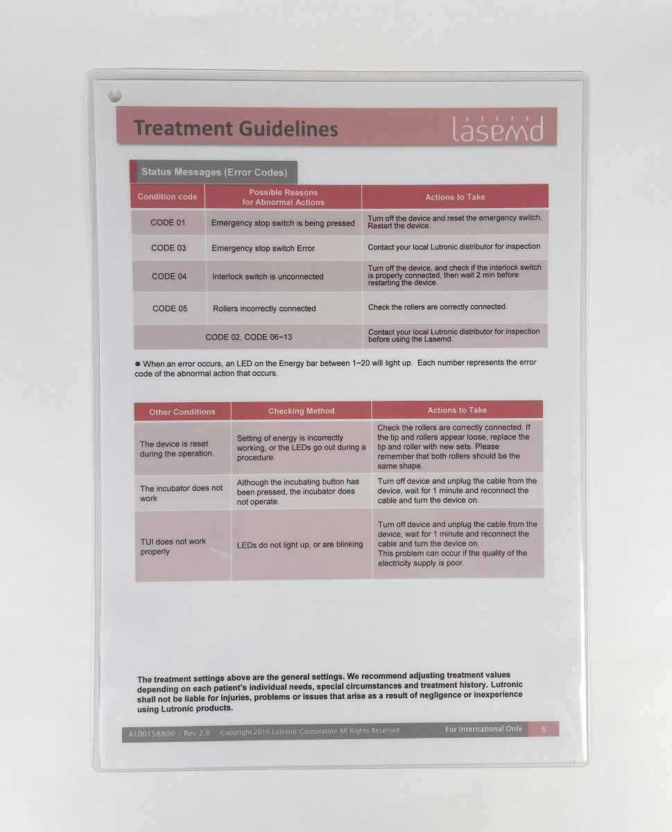 LaseMD Treatment Guidelines 4100158800 3 sheets