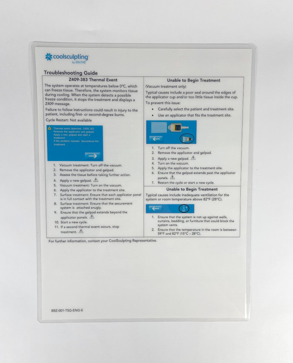 Zeltiq 2014 CoolSculpting Trouble Shooting Guide BRZ-001-TSG-ENG-E