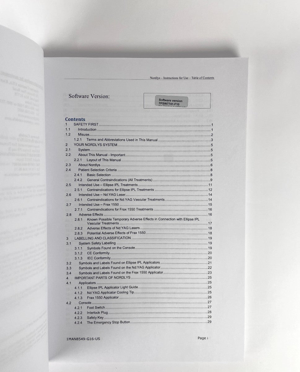 CANDELA Nordlys, User Manual, 1MAN 8549-G16-US, Software version 7PSW7741-F10