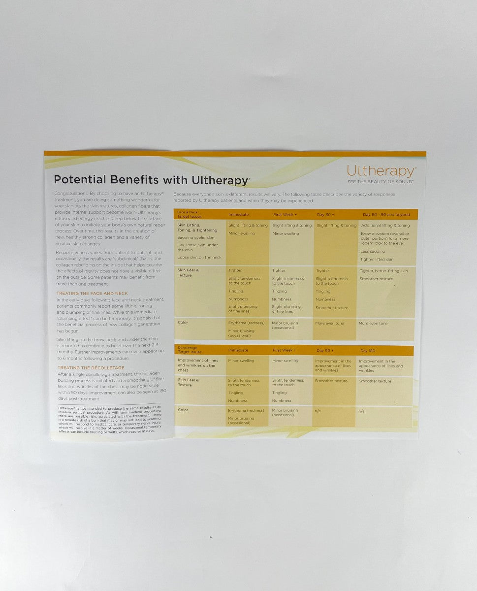 Ulthera, Ultherapy, What to Expect after Treatment Brochure (25 Brochures)
