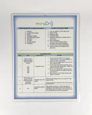 Miramar Labs miraDry Quick Guide Sheet Laminated Reference