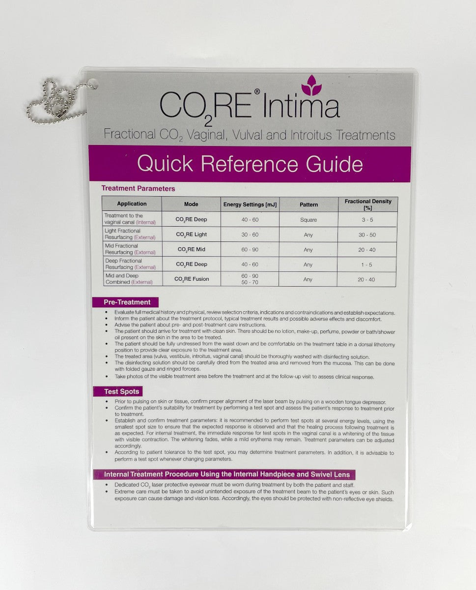 SYNERON CANDELA CO2RE Intima C02 Vaginal Vulval Treatments Quick Reference Guide