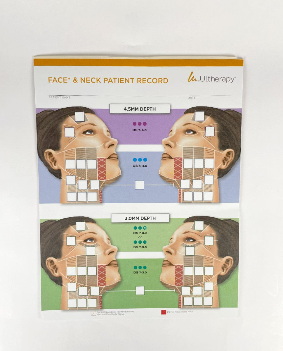 Ultherapy Patient Record Face and Neck Patient Record Sheet 4.5 mm 3.00 mm