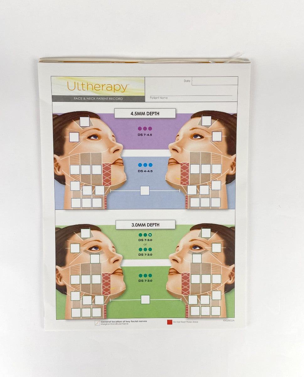 Ultherapy Patient Record Face and Neck Patient Record Sheet 4.5 mm 3.00 mm