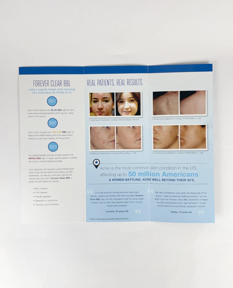 Sciton BBL Forever Clear Your Skin Is In The Clear Brochure 2600-010-02 50-Pack